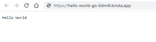 Go Hello World page after successful installation.